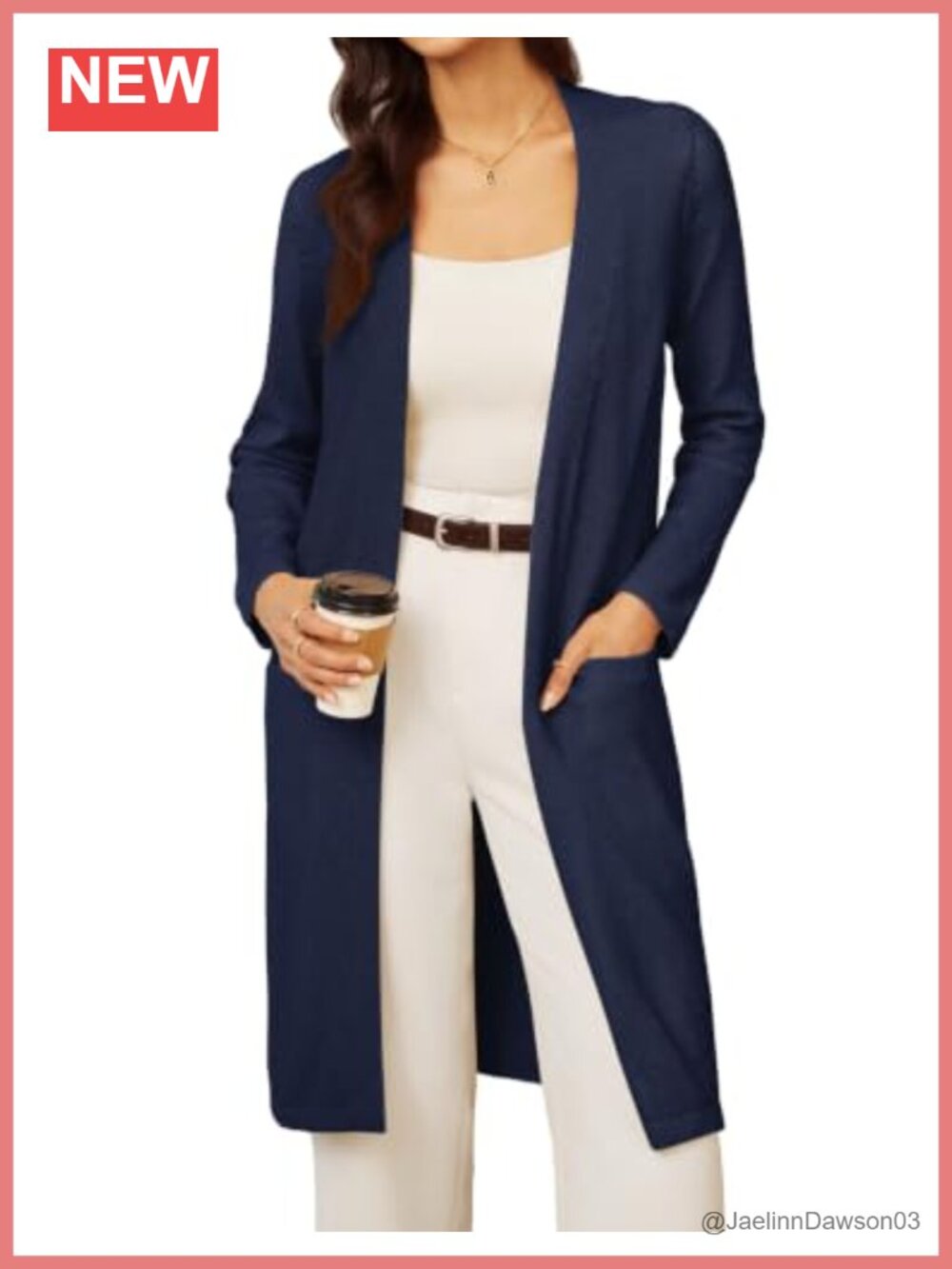 Long duster cardigan open front with pockets soft knit women's